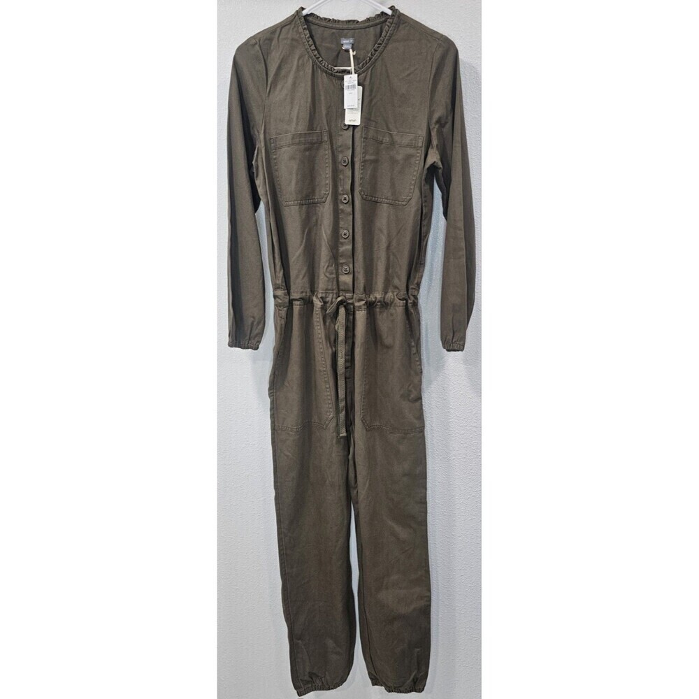 Aerie Softest Utility Tie Waist Button Front Jumpsuit Olive Green Size Small NWT